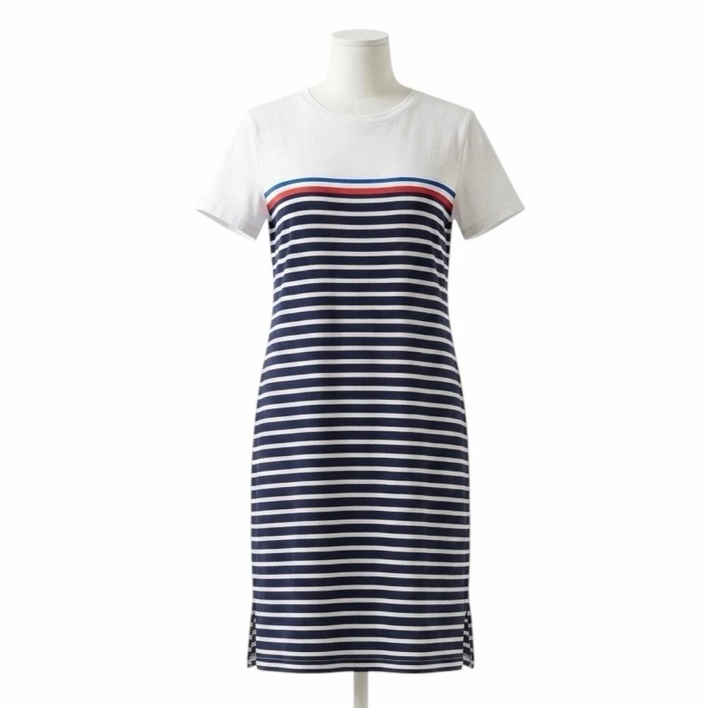 Tommy Hilfiger Nautical Striped T-Shirt Dress Size XXL Blue White Cotton Comfy